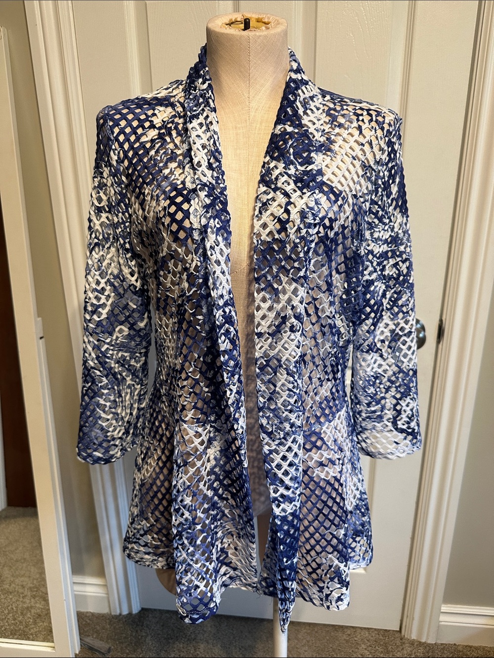Frank Lyman Design Blue and White Cardigan
